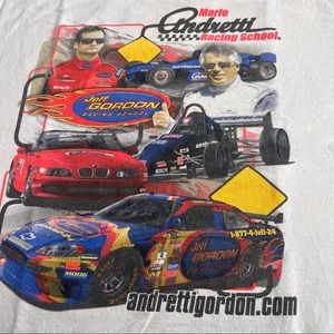 Mens NASCAR Driving Shirt Jeff Gordon Mario Andretti Driving School Tour 2000’s